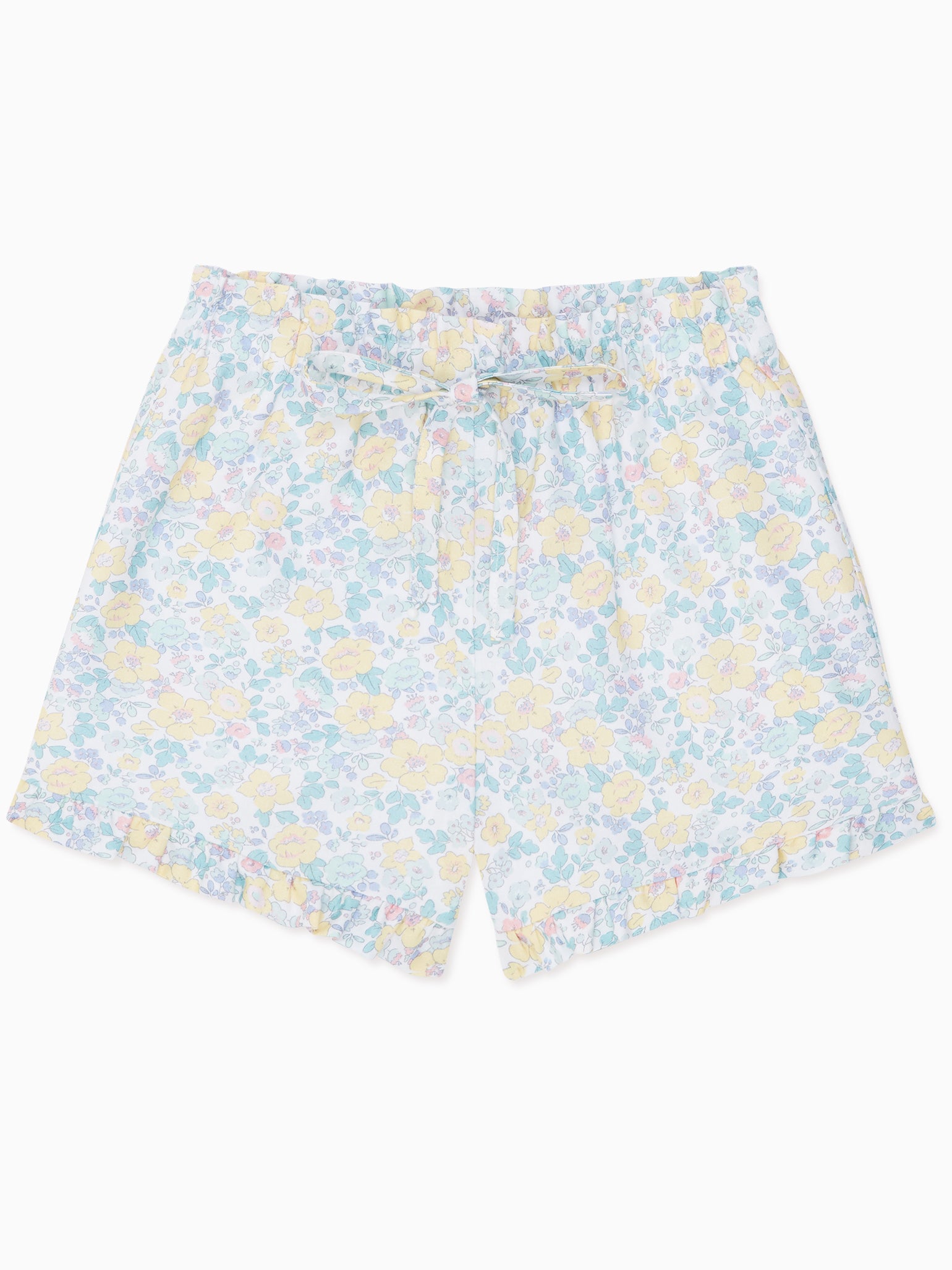 Yellow Floral Flores Girl Cotton Shorts