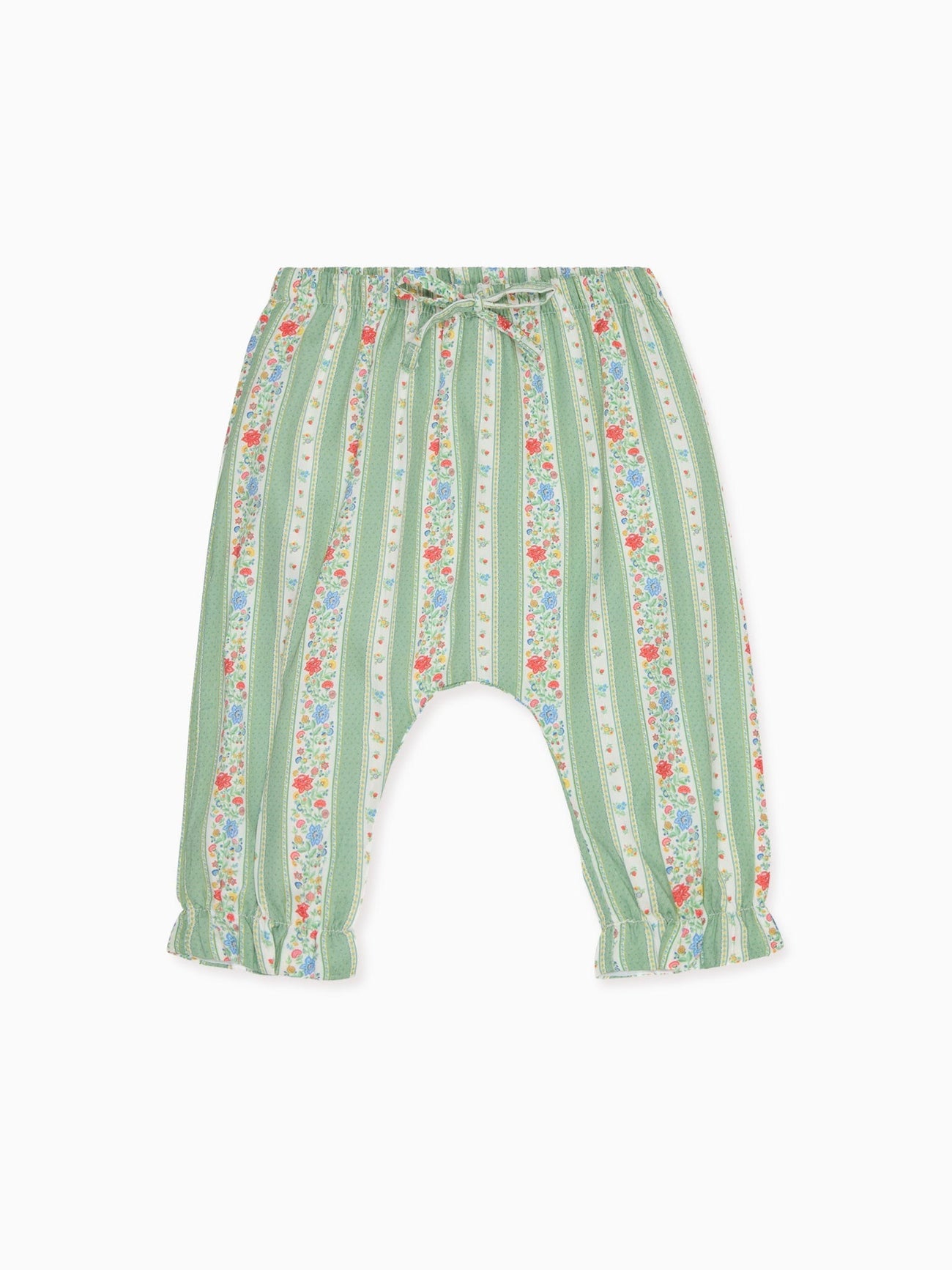 Sage Floral Stripe Forna Baby Girl Trousers