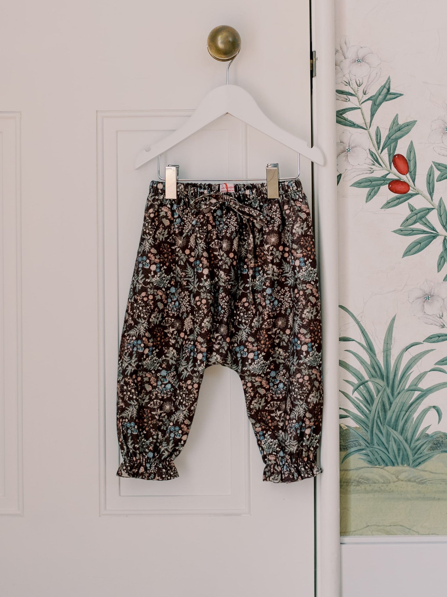 Burgundy Floral Forna Baby Girl Trousers