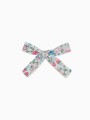 Fuchsia Floral Girl Soft Ribbon Bow Clip