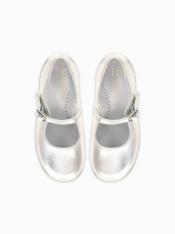 Silver Leather Girl Mary Jane Shoes