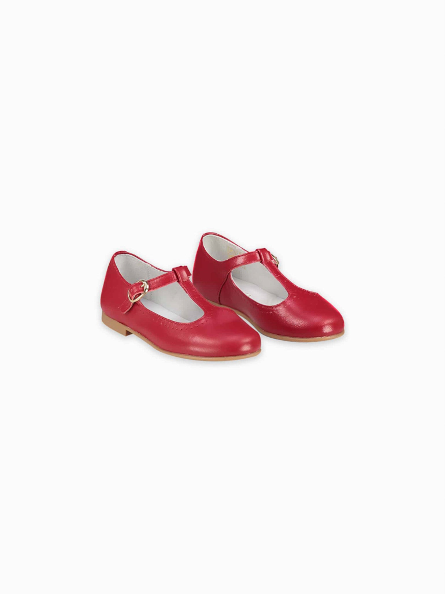 Red Leather Girl T-Bar Shoes