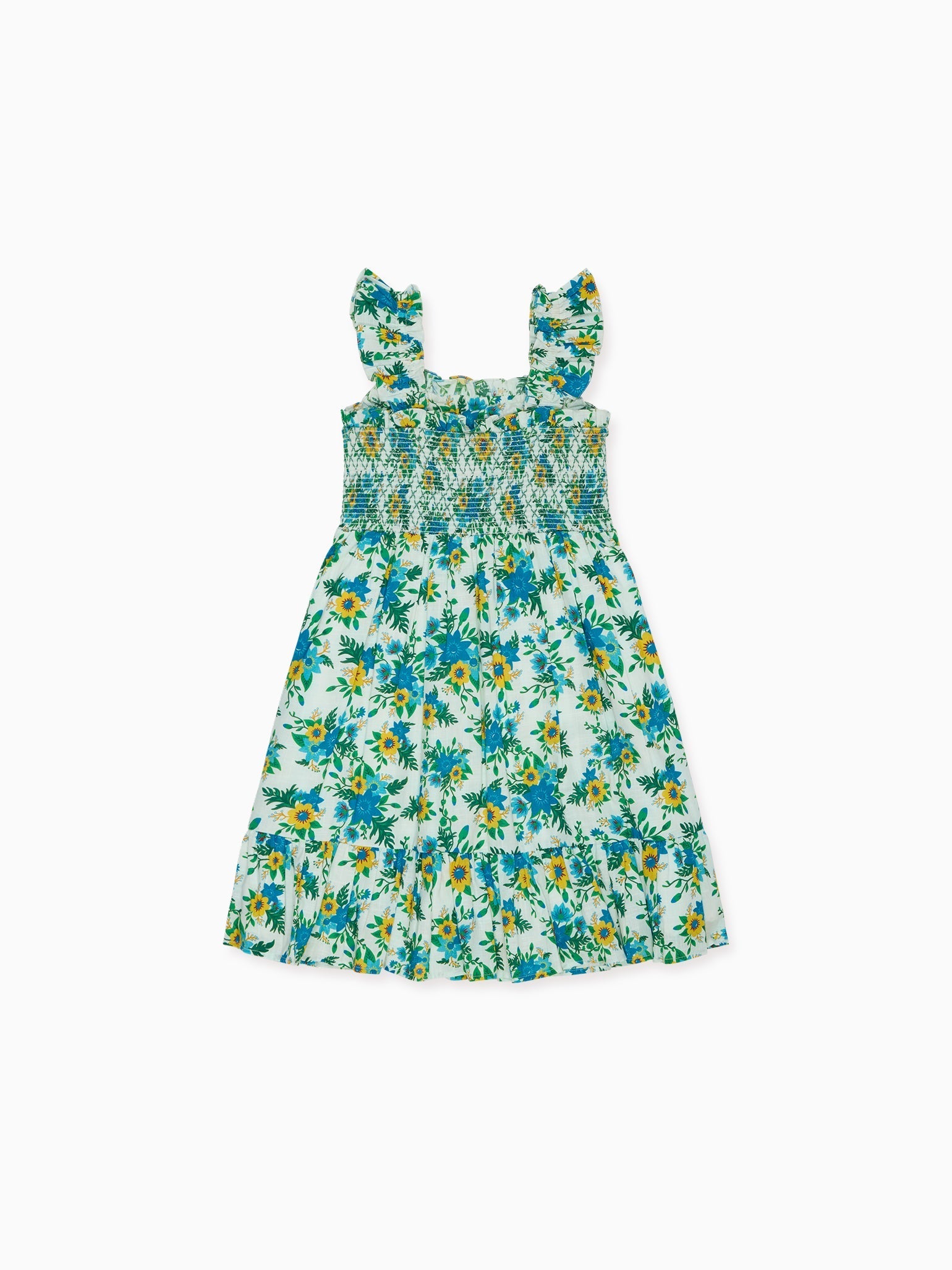 Green Floral Georgia Girl Hand-Smocked Dress
