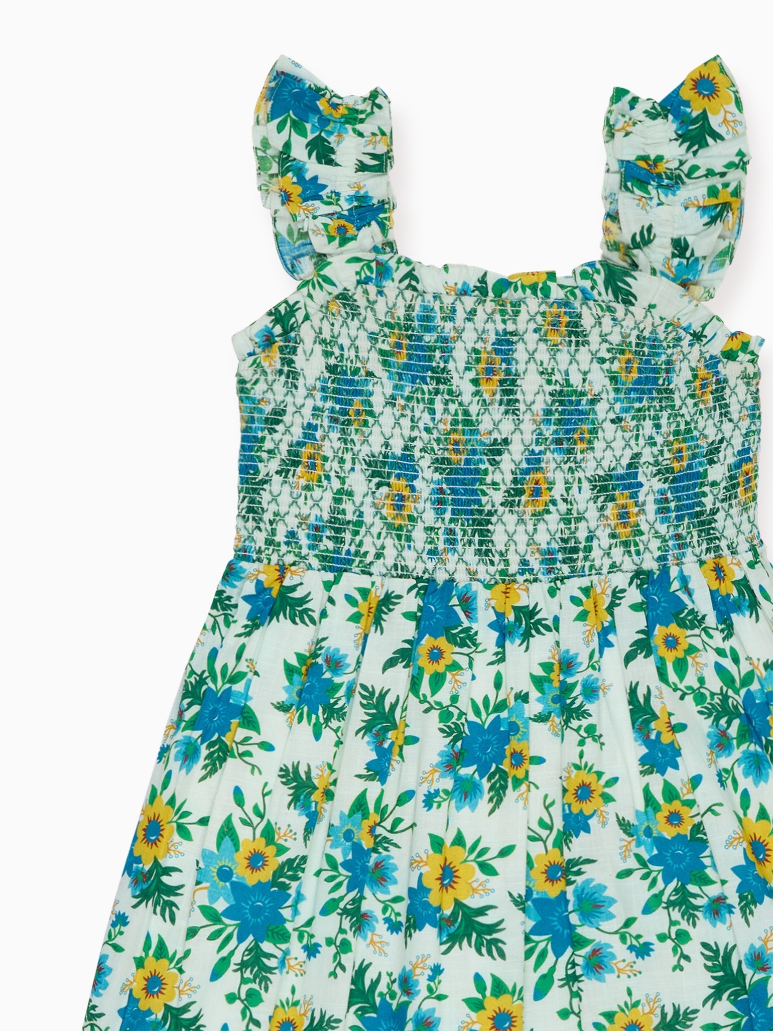 Green Floral Georgia Girl Hand-Smocked Dress