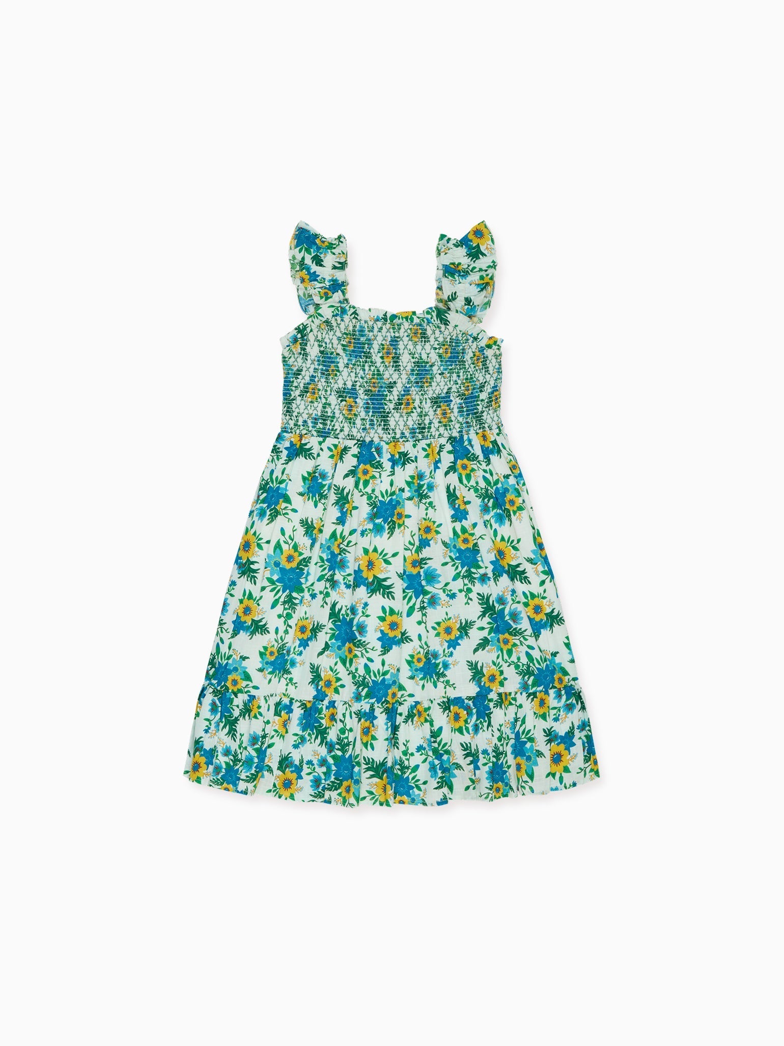 Green Floral Georgia Girl Hand-Smocked Dress