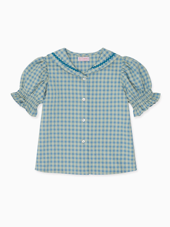 Olive Gingham Georgina Girl Shirt