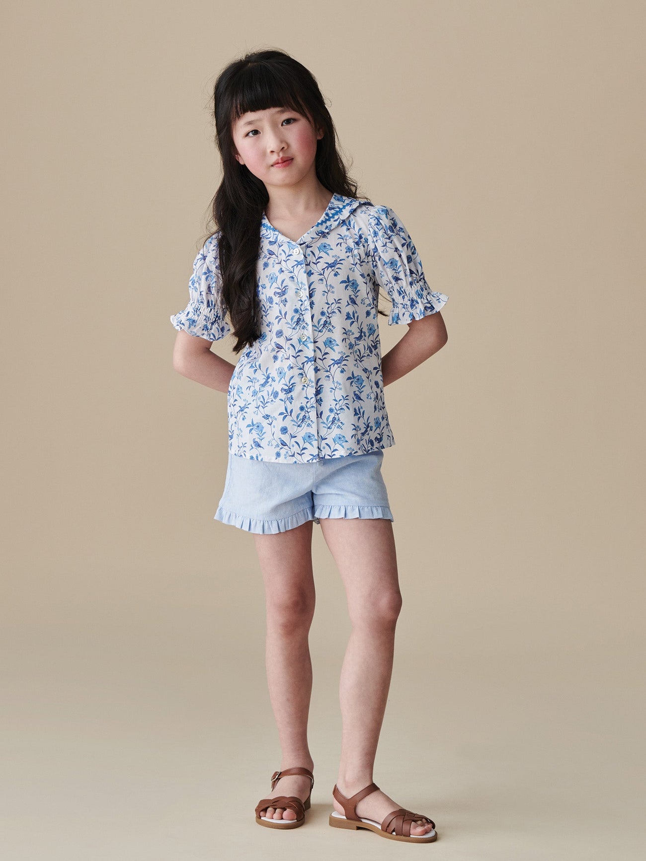 Blue Bird Floral Georgina Girl Shirt