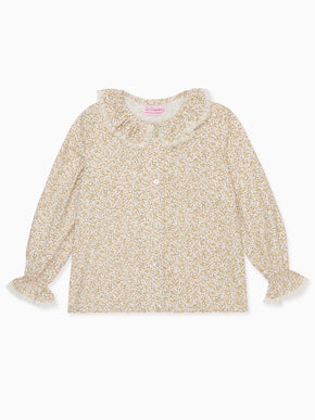 Green Floral Gianna Long Sleeve Baby Girl Shirt