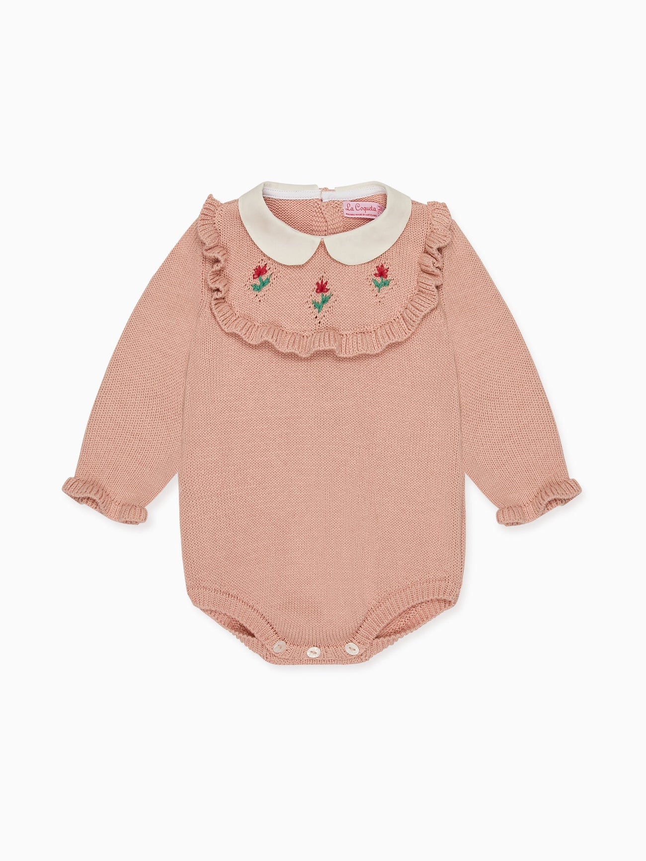 Dusty Pink Ginia Cotton Baby Girl Knitted Romper