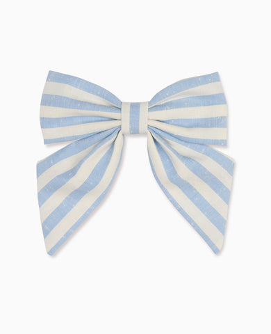 Blue Stripe Girl Large Bow Clip
