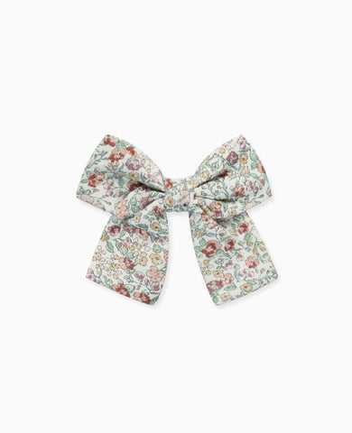 Ivory Floral Girl Large Bow Clip