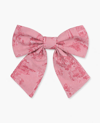 Nicky Hilton x La Coqueta Pink Toile de Jouy Brooke Large Bow Clip