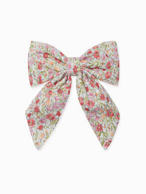 Red Floral Girl Large Bow Clip