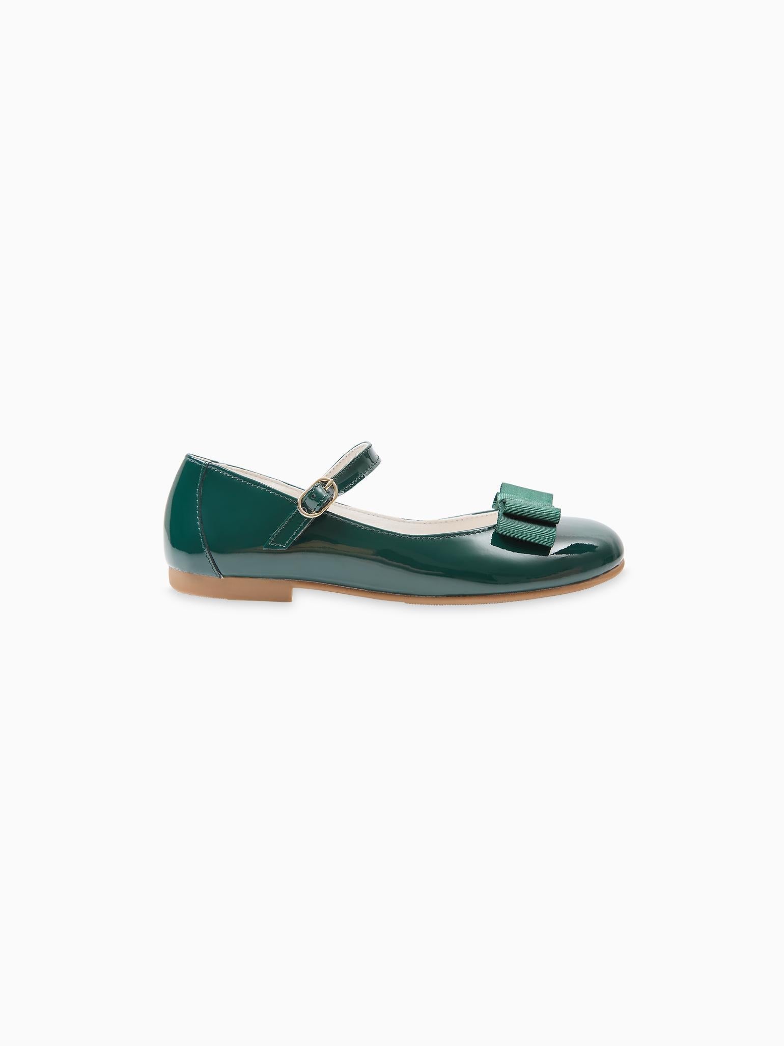 Patent Green Leather Girl Bow Mary Jane Shoes