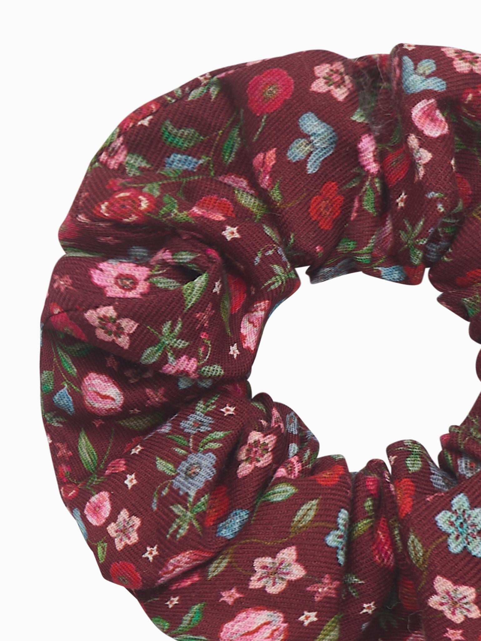 Burgundy Floral Girl Scrunchie