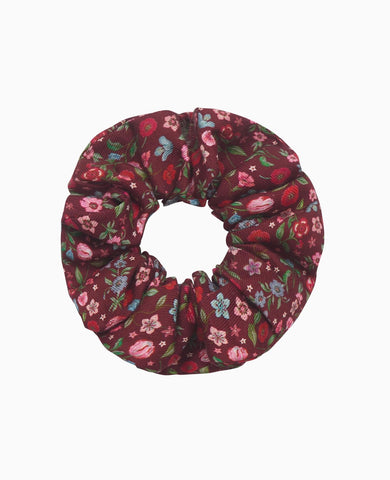 Burgundy Floral Girl Scrunchie