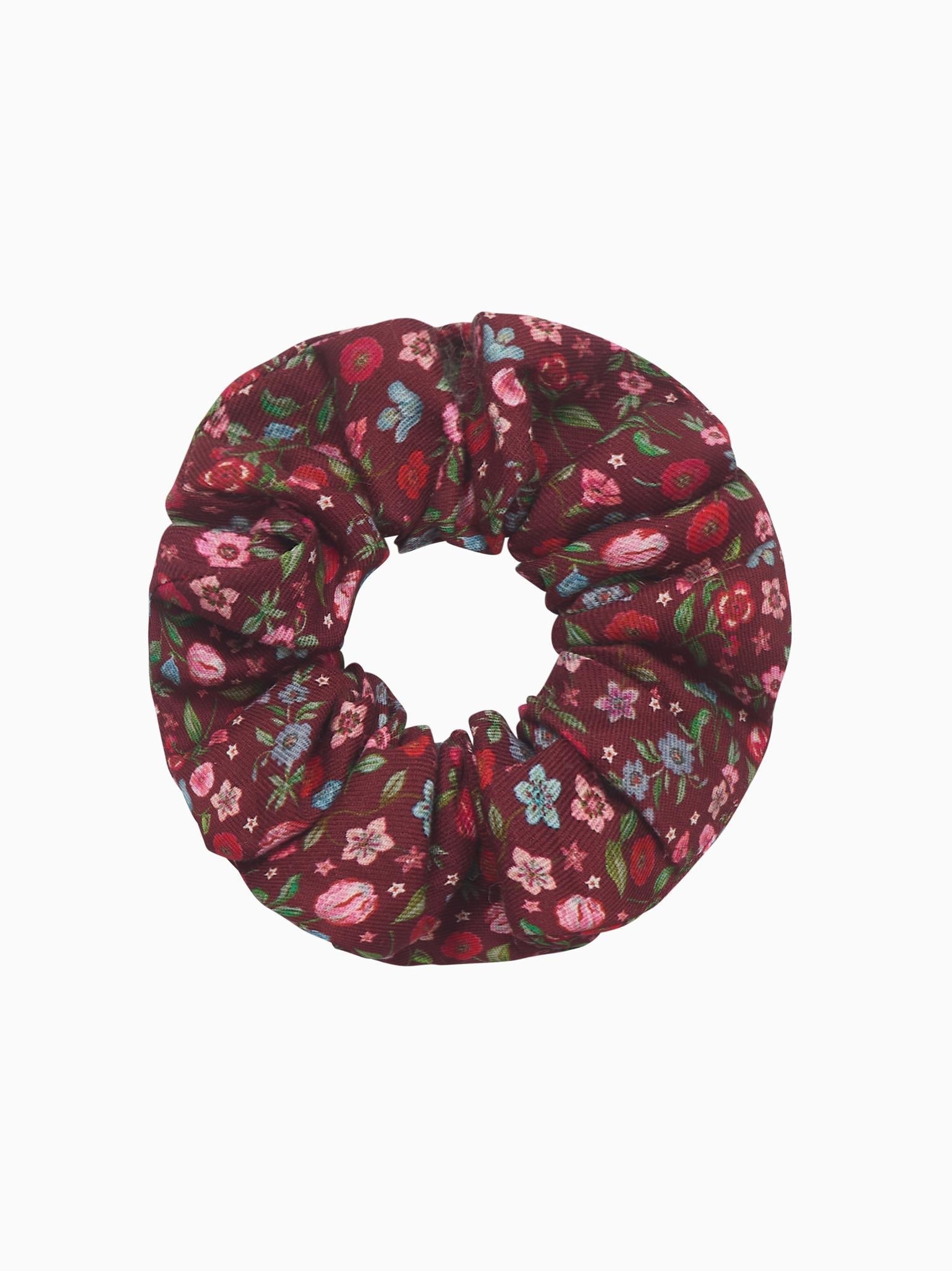 Burgundy Floral Girl Scrunchie