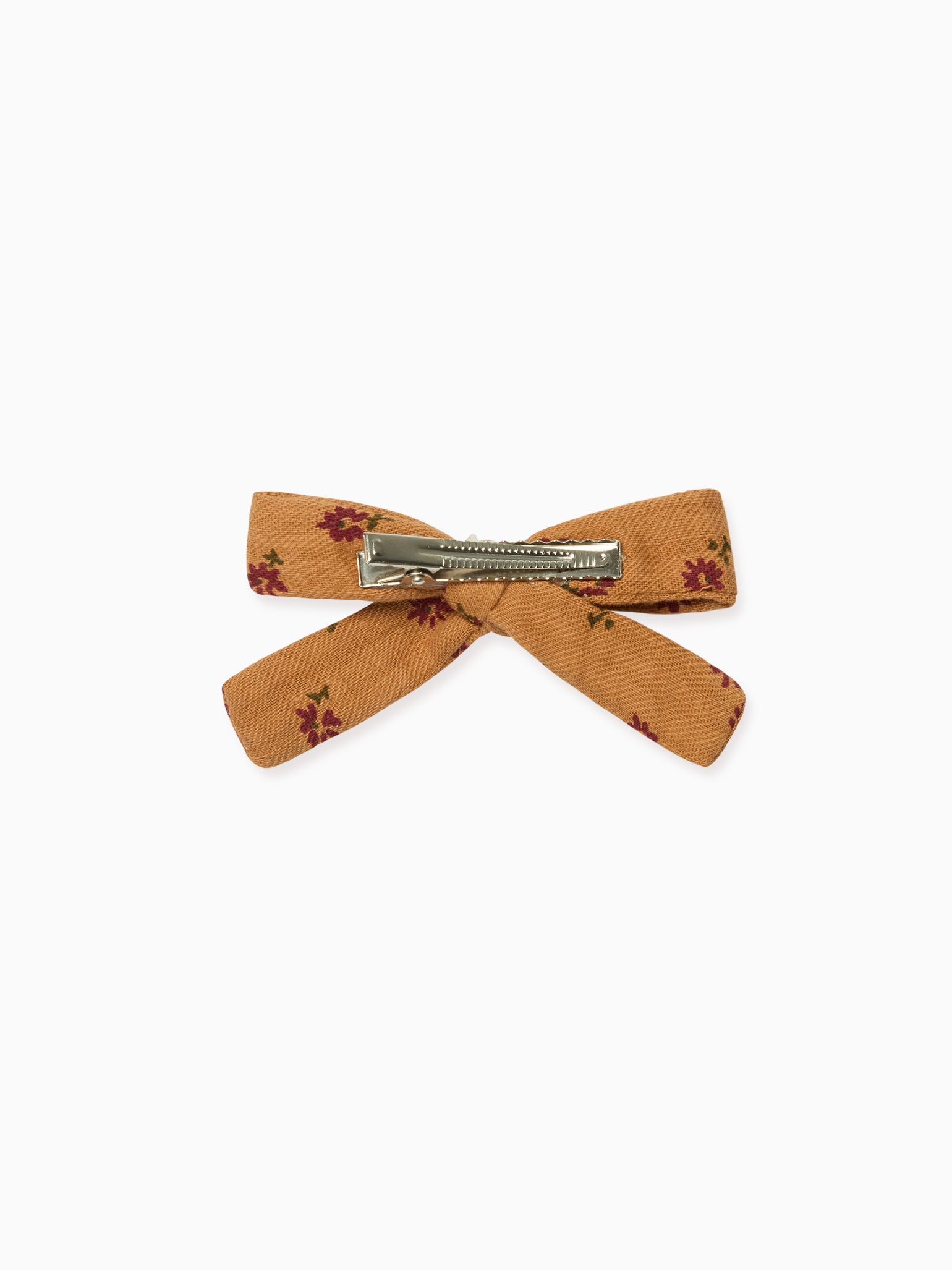 Caramel Floral Girl Soft Ribbon Bow Clip