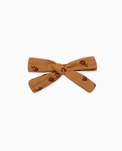 Caramel Floral Girl Soft Ribbon Bow Clip