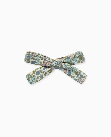 Ivory Floral Girl Soft Ribbon Bow Clip