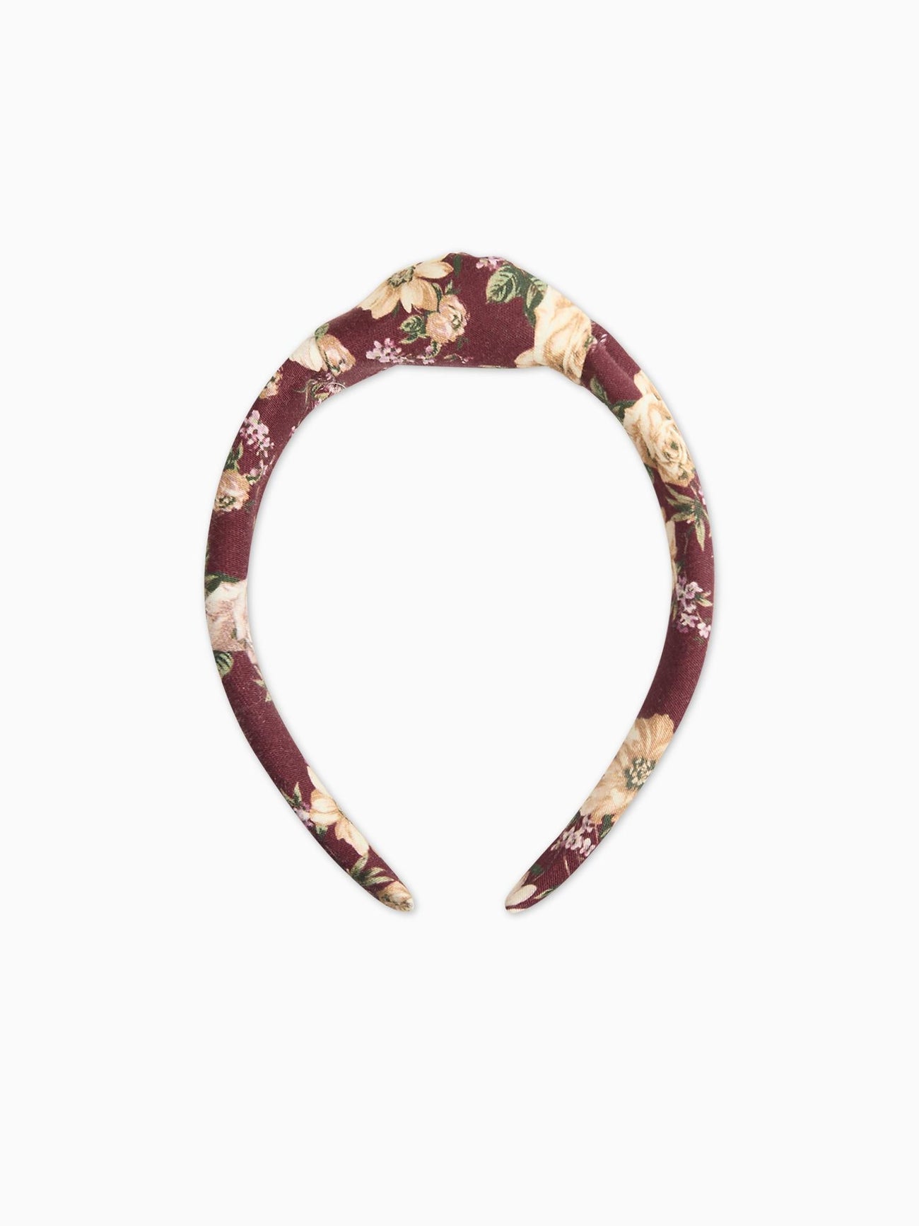 Burgundy Floral Girl Top Knot Headband