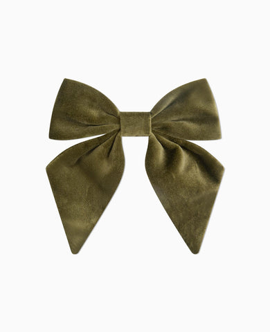 Olive Girl Velvet Large Bow Clip