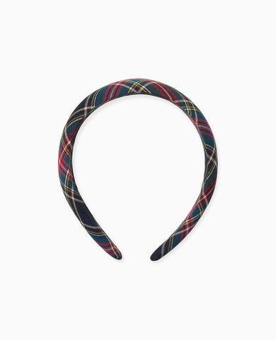 Navy Tartan Girl Wide Headband