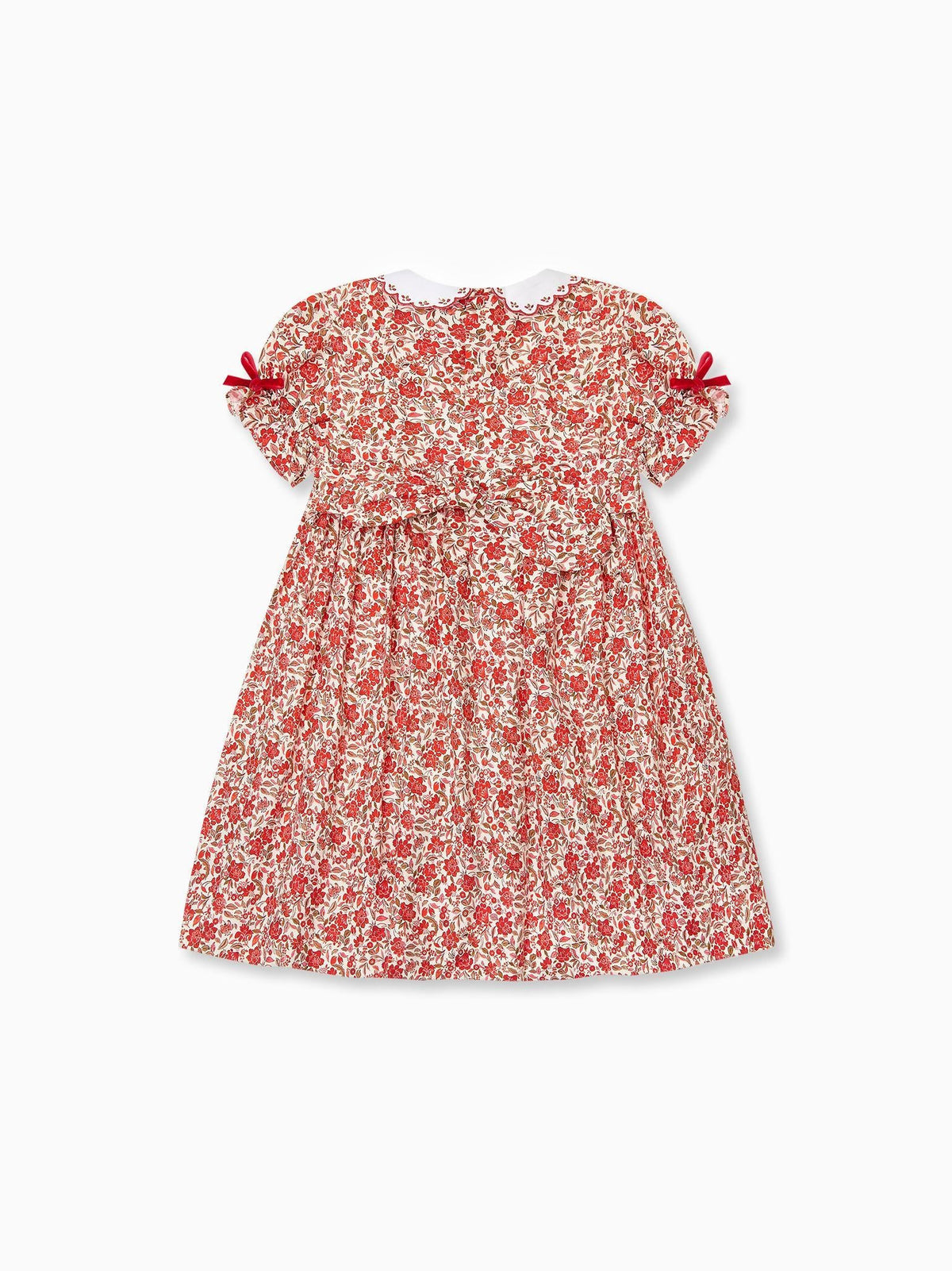 Red Floral Gisela Girl Hand-Smocked Dress