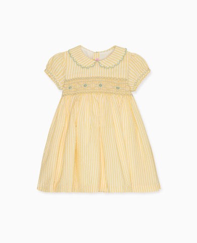 Lemon Stripe Gisella Girl Hand-Smocked Dress