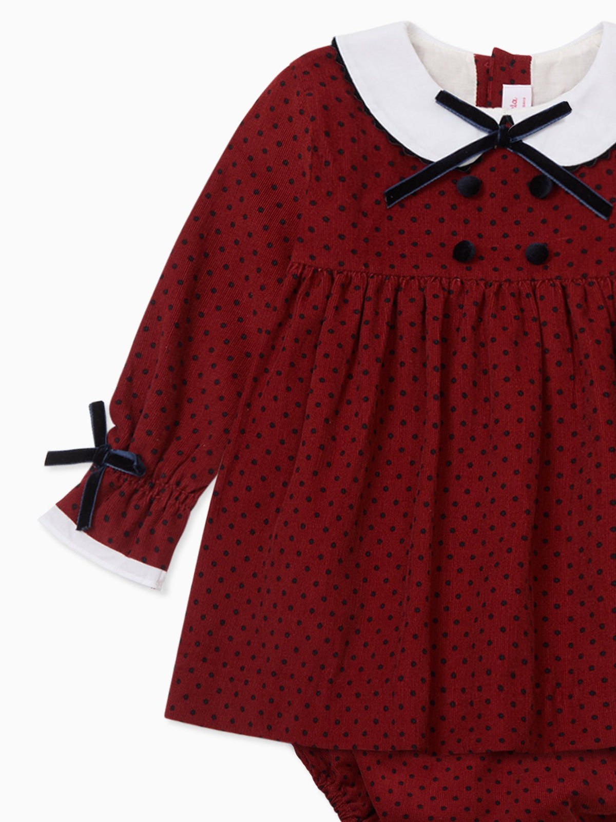 Burgundy Polka Dot Granada Corduroy Baby Girl Set