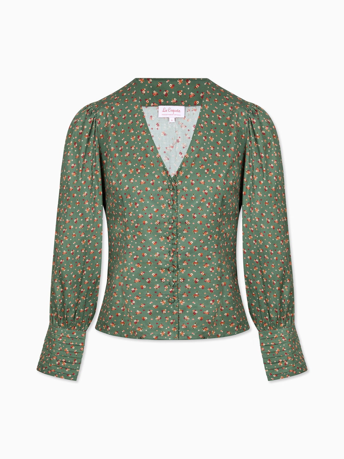 Green Floral Oceanne Womens Long Sleeve Shirt