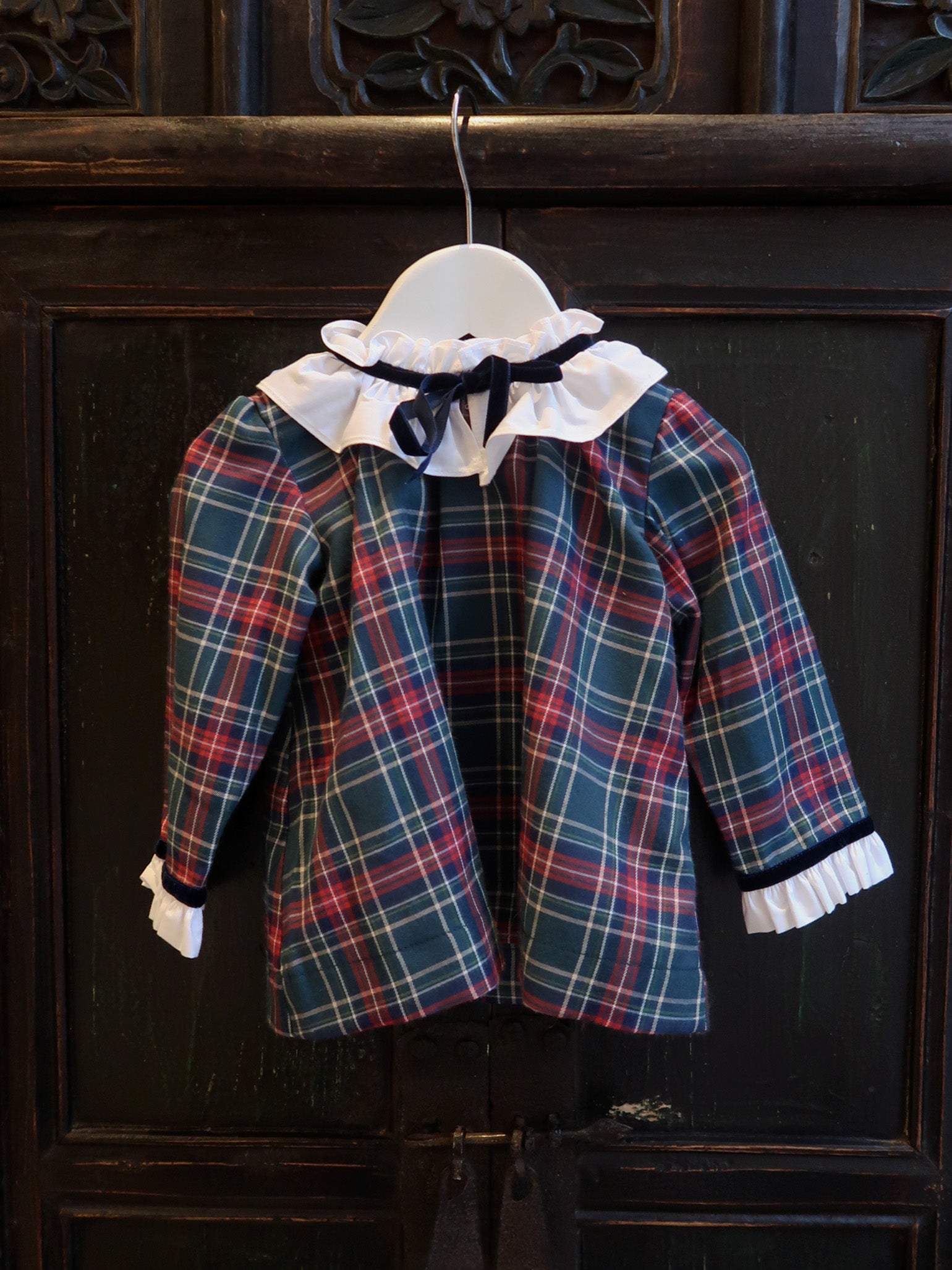 Green Tartan Flora Baby Girl Set