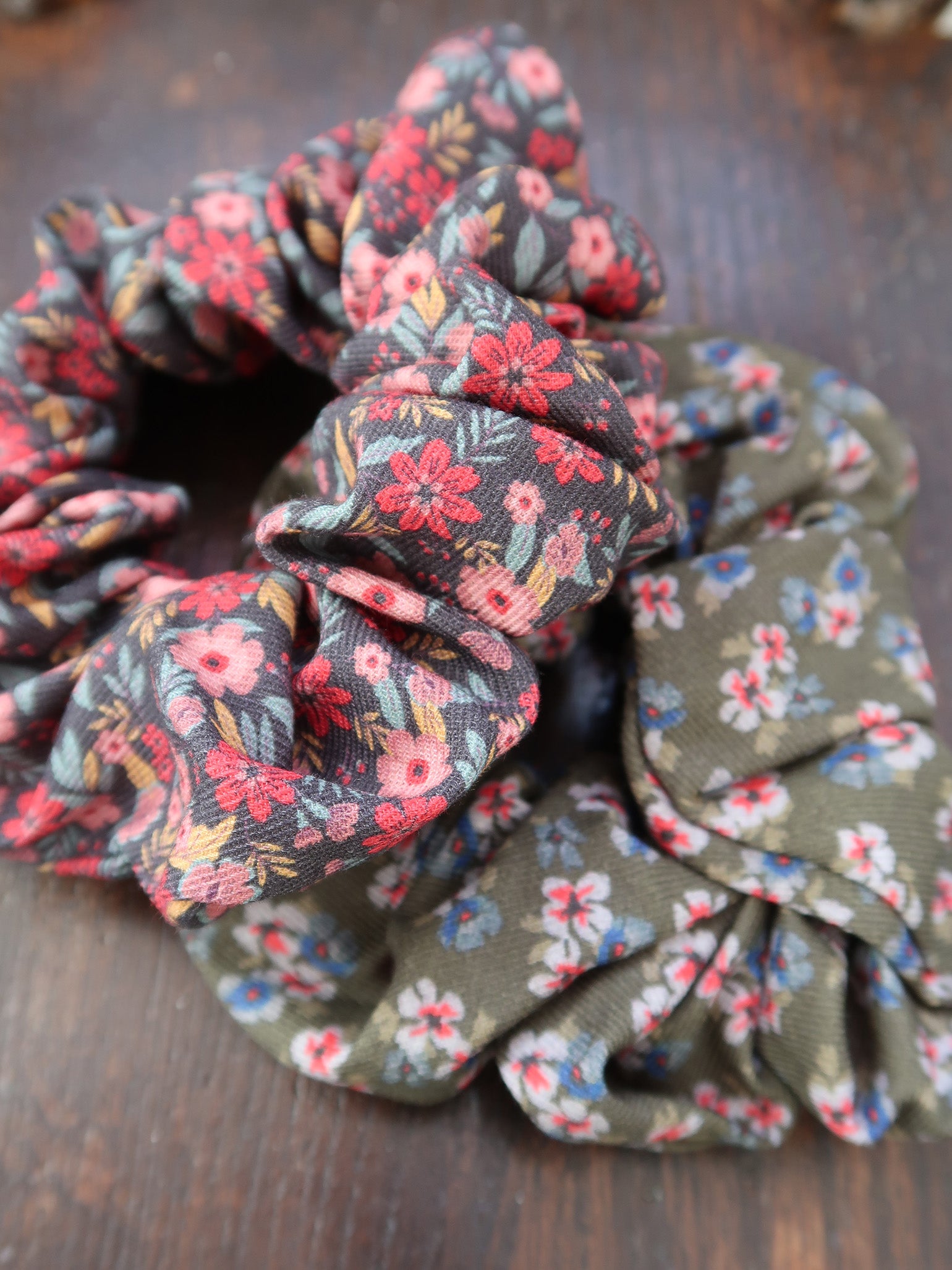 Green Floral Girl Scrunchie