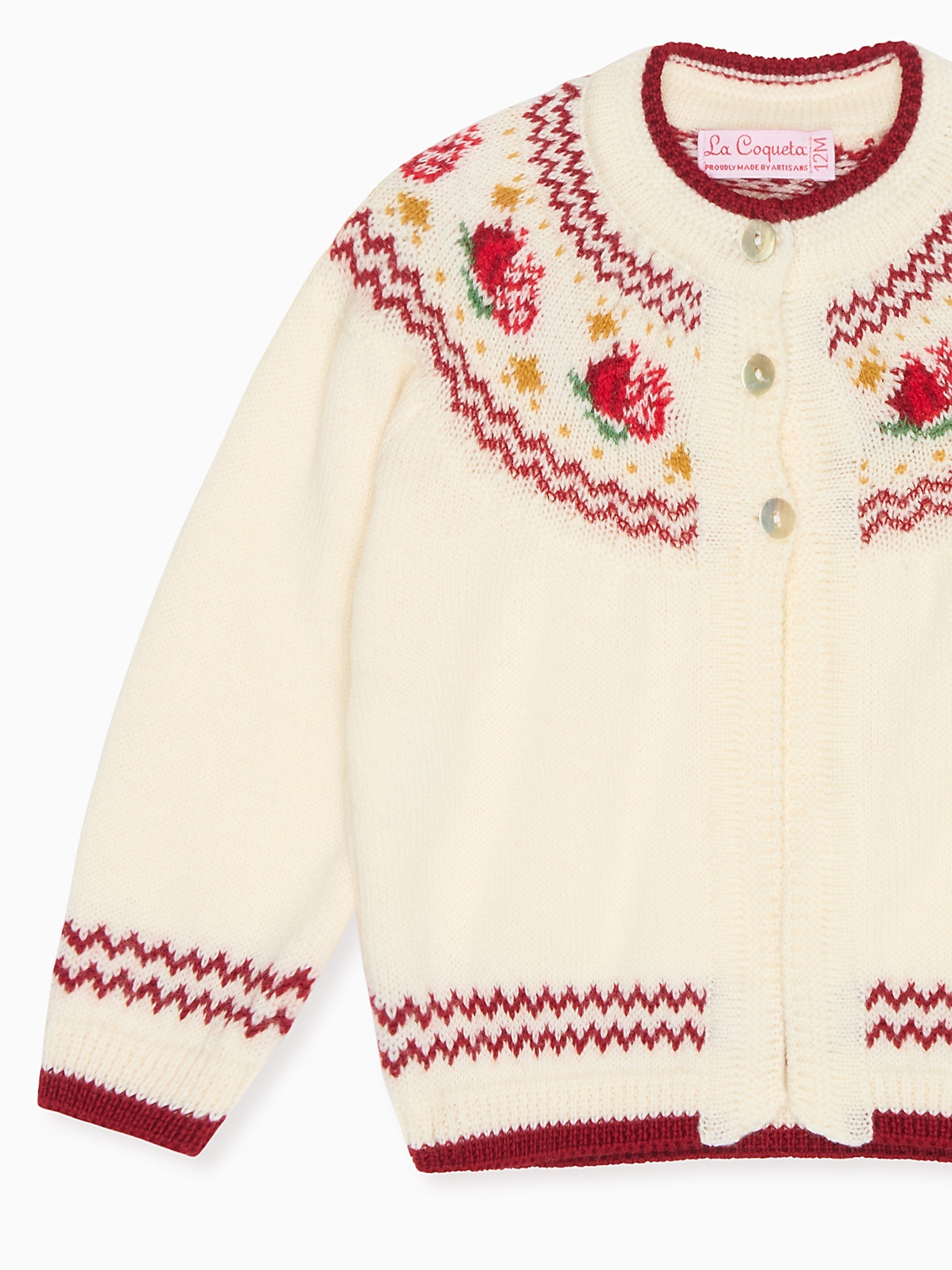 Ivory Grenada Merino Fair Isle Baby Cardigan