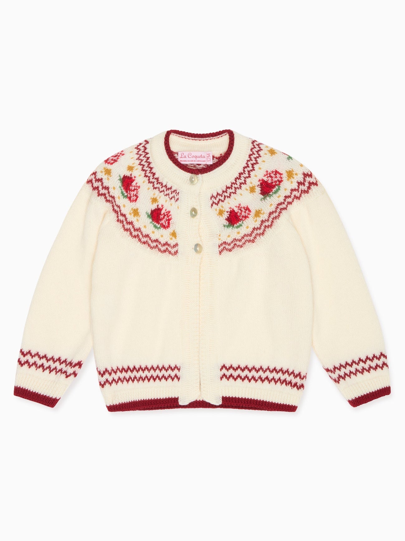 Ivory Grenada Merino Fair Isle Baby Cardigan