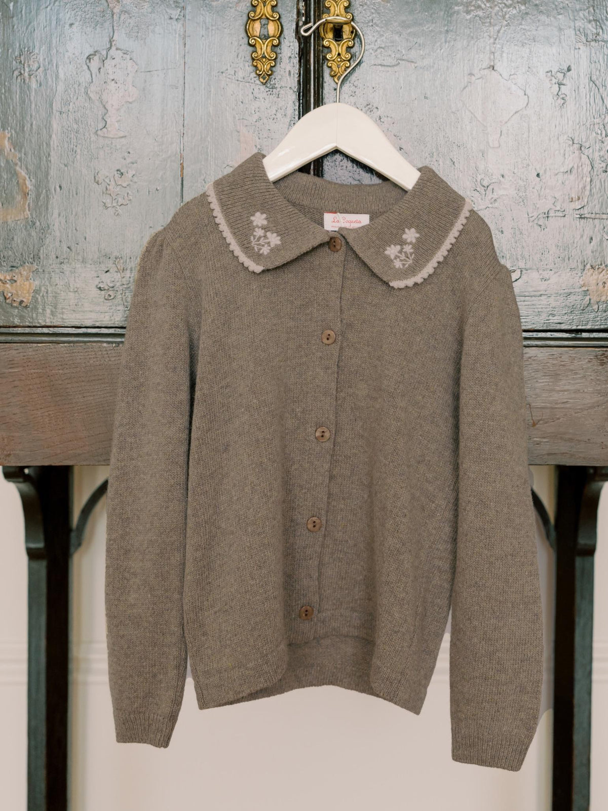 Taupe Harriet Merino Girl Cardigan