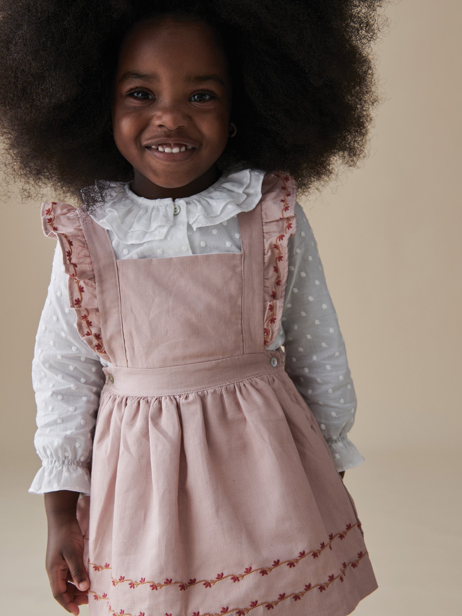 Dusty Pink Hebe Girl Pinafore Skirt