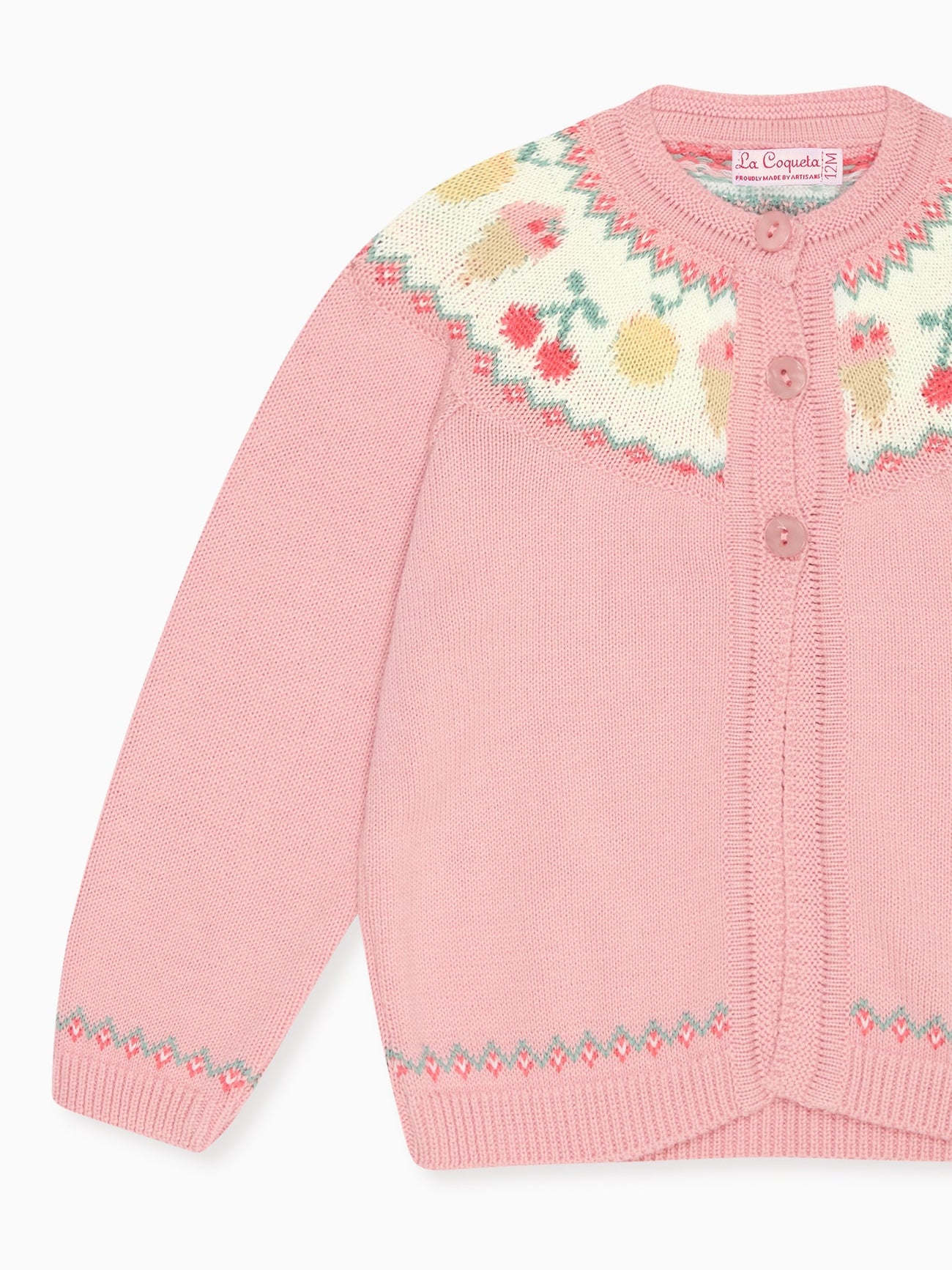 Dusty Pink Helado Cotton Baby Cardigan