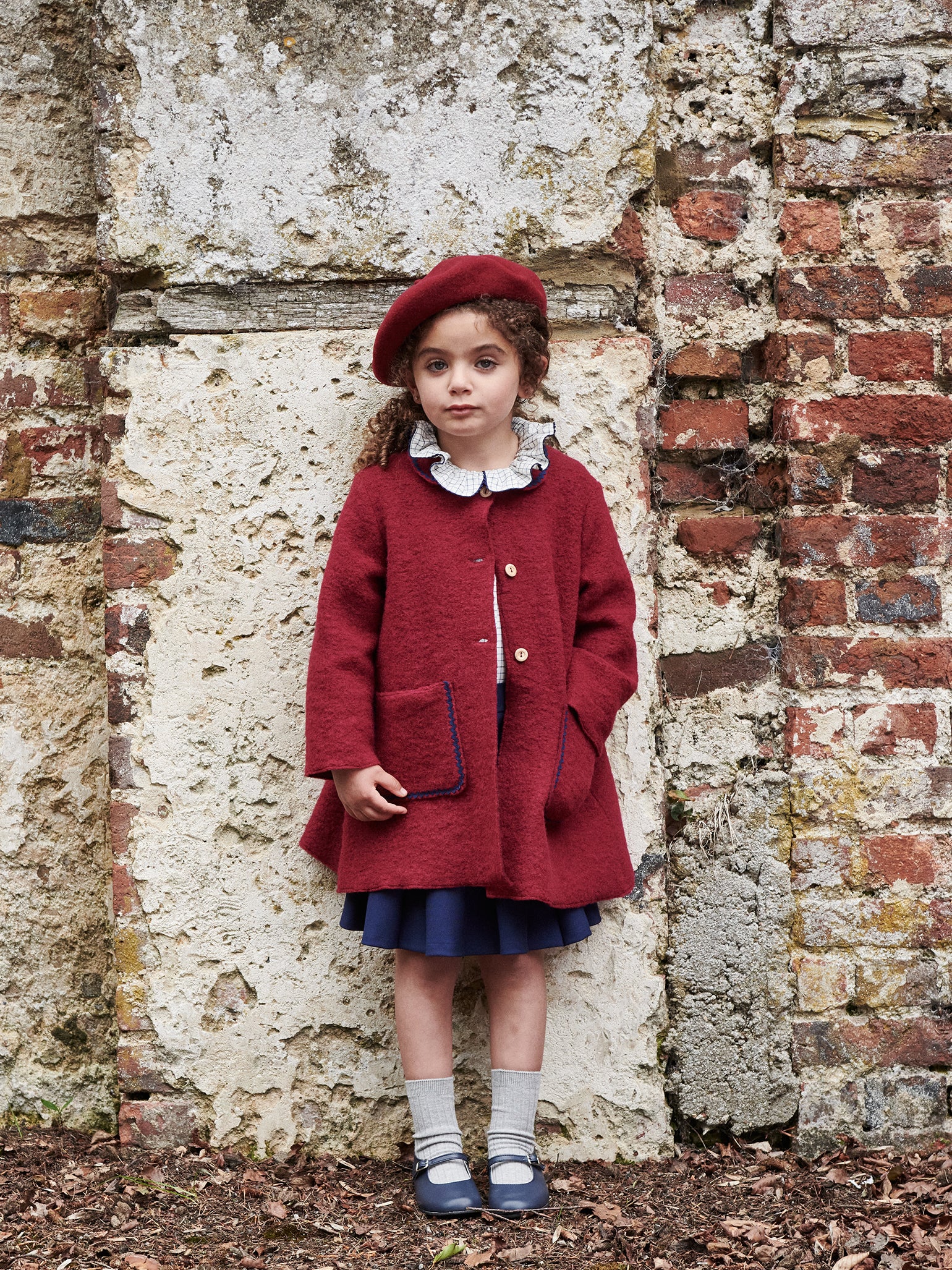 Burgundy Henrietta Girl Coat