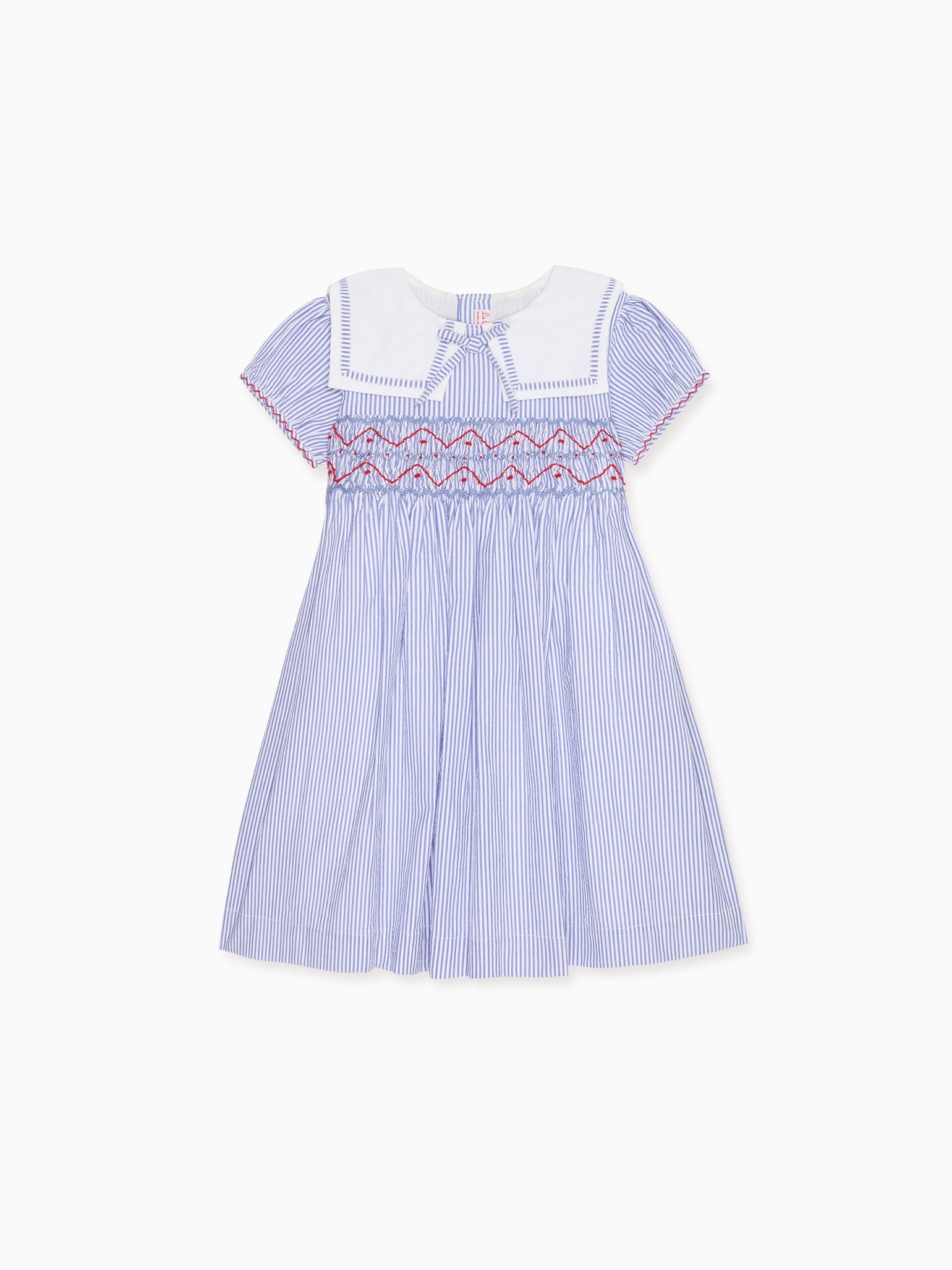 Dark Blue Stripe Imogen Girl Hand-Smocked Dress
