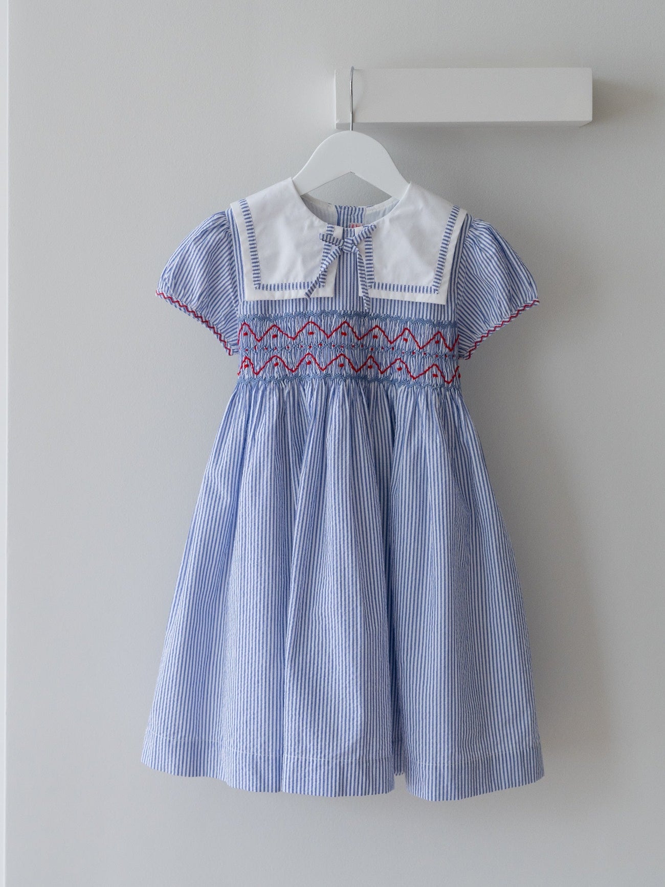 Dark Blue Stripe Imogen Girl Hand-Smocked Dress