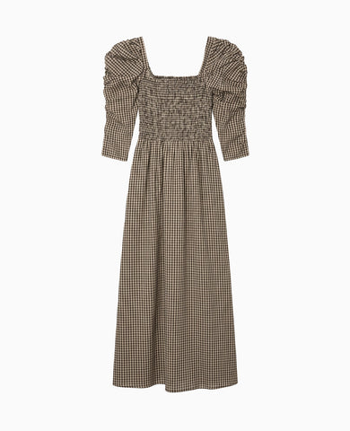 Burgundy Check Ines Womens Long Dress
