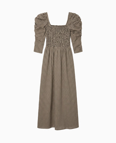 Burgundy Check Ines Women Long Dress