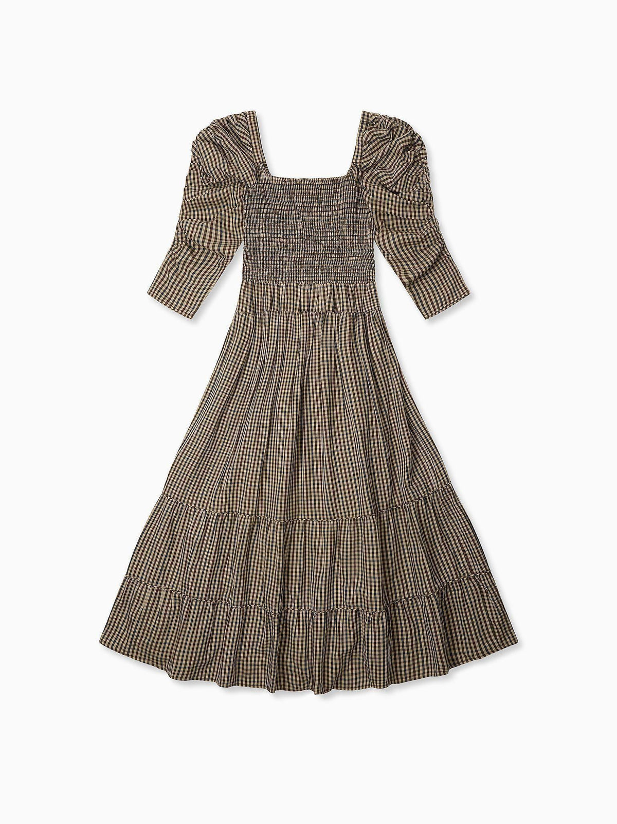 Burgundy Check Ines Women Long Dress