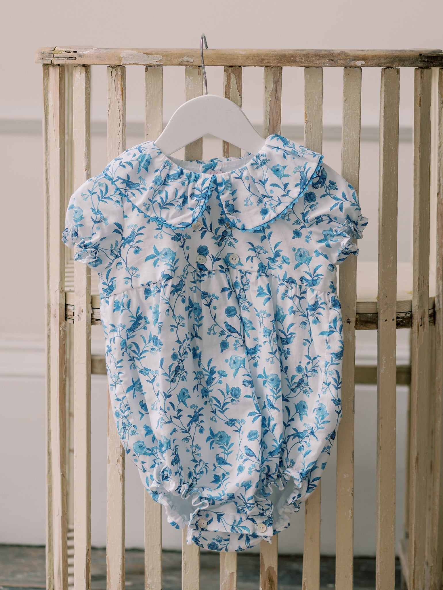 Blue Bird Floral Inessa Baby Girl Romper