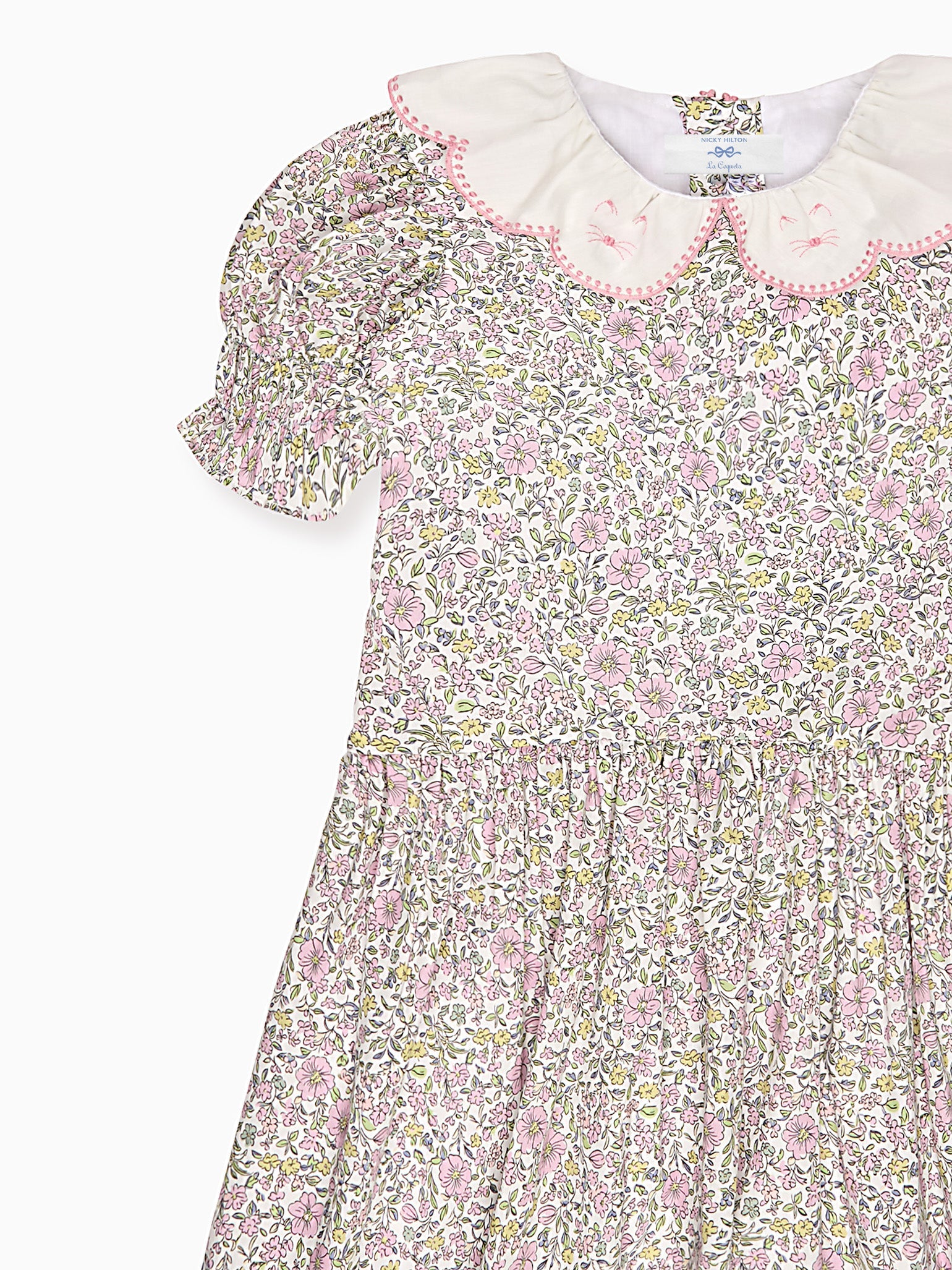 Nicky Hilton x La Coqueta Sage Floral Iris Girl Drop Waist Dress