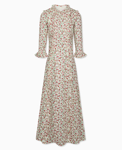 Ivory Floral Violeta Womens Long Dress