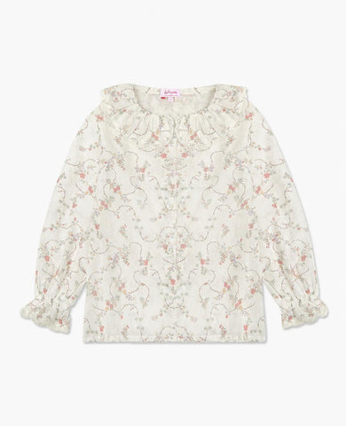 Ivory Floral Lila Long Sleeve Girl Shirt