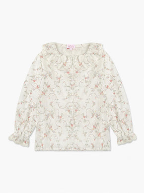 Ivory Floral Lila Long Sleeve Girl Shirt