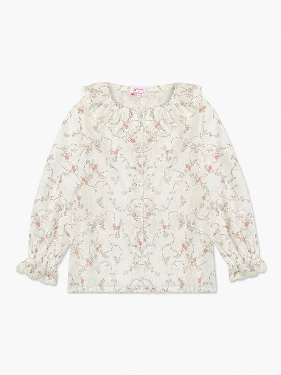 Ivory Floral Lila Long Sleeve Girl Shirt